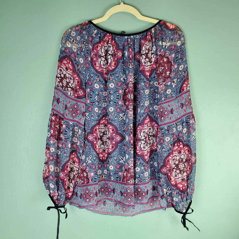 White House Black Market Boho Printed Blouse Size 10